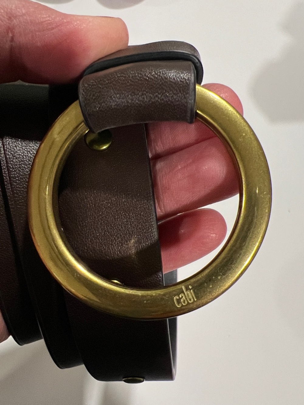 CAbi - M, Brown Leather Belt with Gold Ring Buckle - Picture 4 of 7